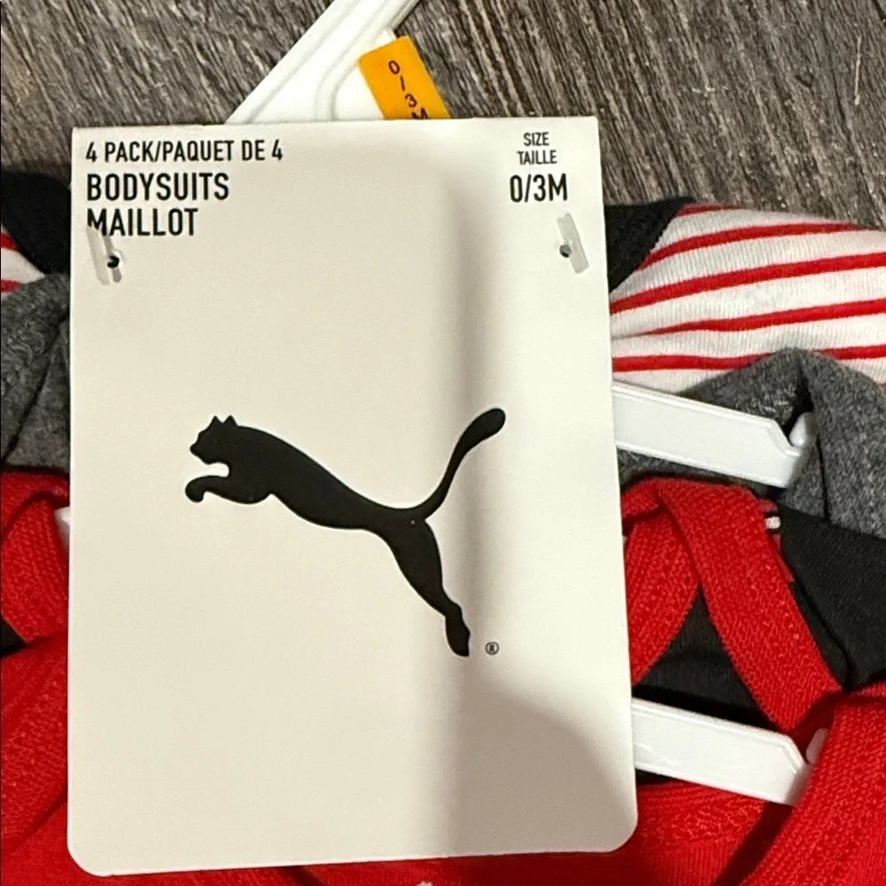 4 pack Puma Bold Red baby Bodysuit